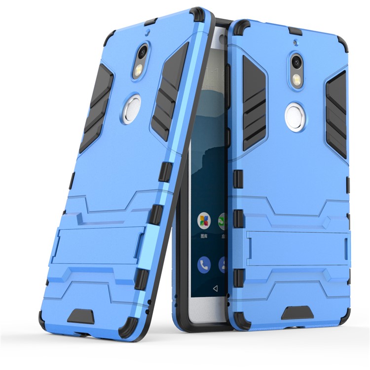 Cool Plastic TPU Combo Mobile Cover with Kickstand for Nokia 7 - Baby Blue-1