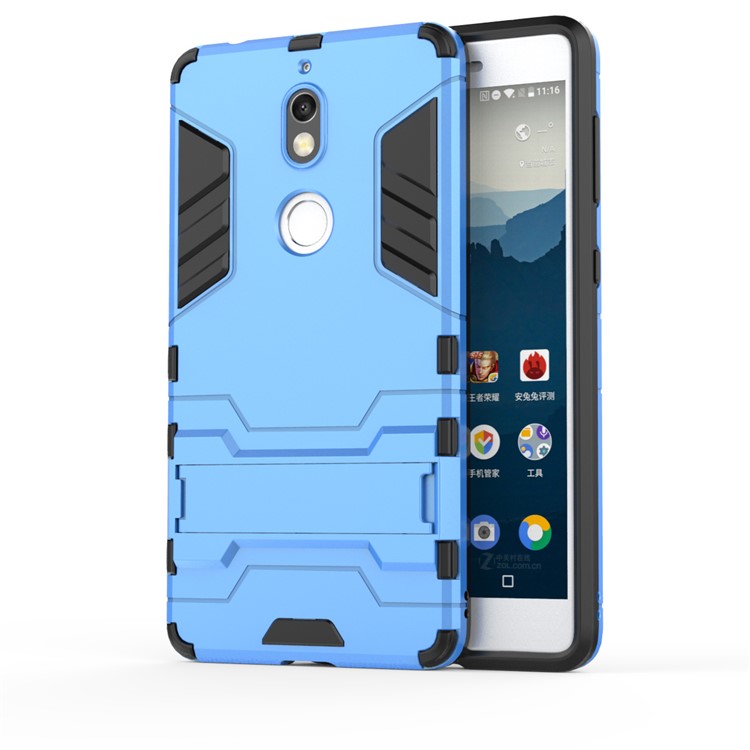 Cool Plastic TPU Combo Mobile Cover with Kickstand for Nokia 7 - Baby Blue-2