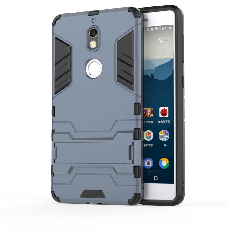 Cool Plastic TPU Hybrid Back Casing with Kickstand for Nokia 7 - Dark Blue-2