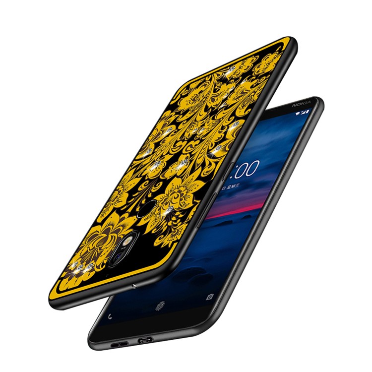 10Pcs/Set NXE Diamonds Decor Autumn Pattern TPU Cellphone Cover for Nokia 7 - Style D-4