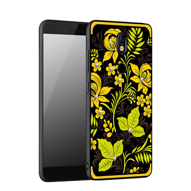 10Pcs/Set NXE Diamonds Decor Autumn Pattern TPU Featherweight Back Case for Nokia 7 - Style E-1