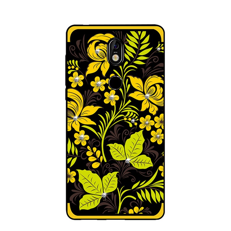 10Pcs/Set NXE Diamonds Decor Autumn Pattern TPU Featherweight Back Case for Nokia 7 - Style E-2