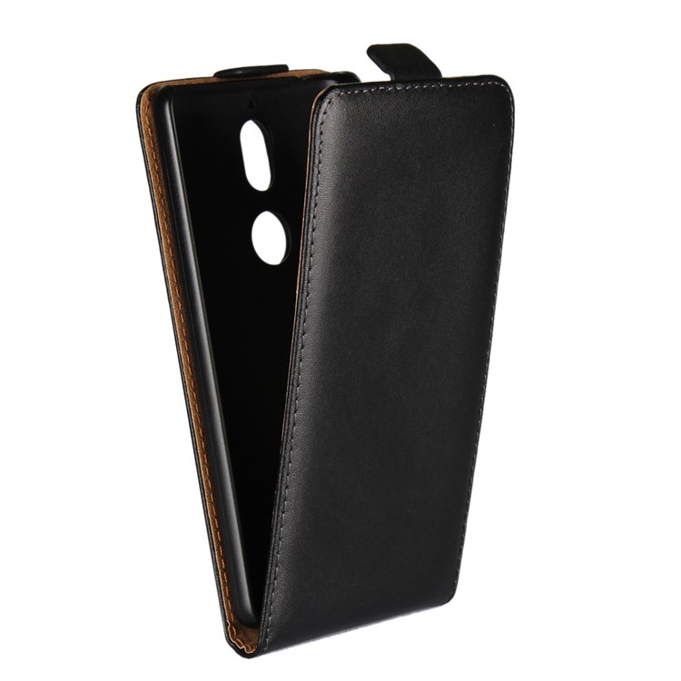 Vertical Split Genuine Leather Mobile Phone Case for Nokia 7 - Black-4