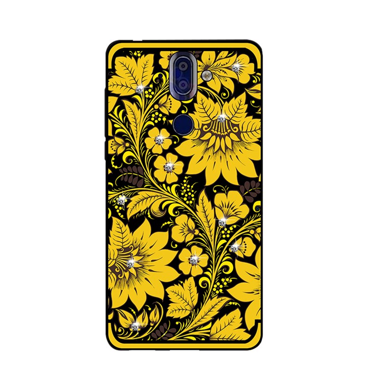 10Pcs/Set NXE Diamonds Decor Autumn Pattern TPU Back Case for Nokia 9 / 8 Sirocco - Style A-1