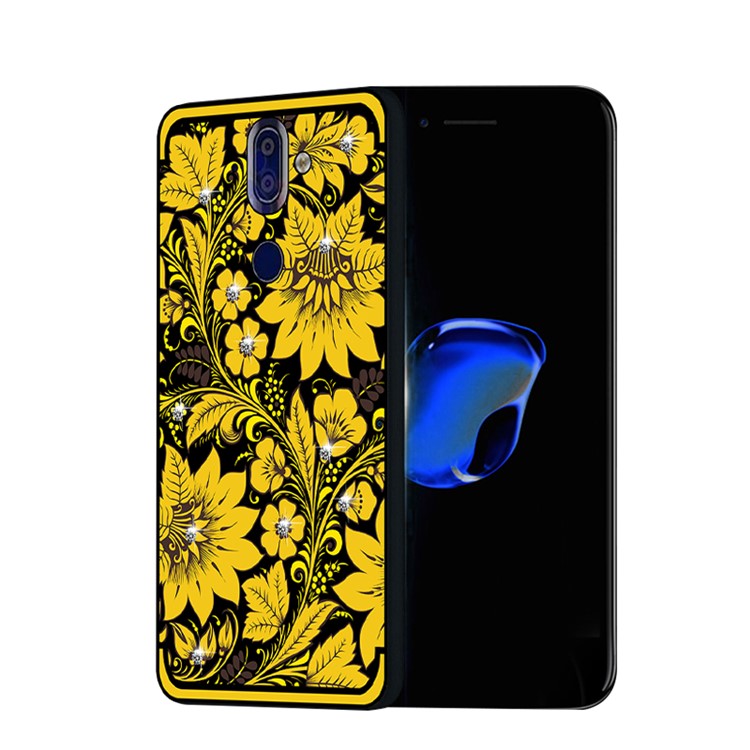 10Pcs/Set NXE Diamonds Decor Autumn Pattern TPU Back Case for Nokia 9 / 8 Sirocco - Style A-3