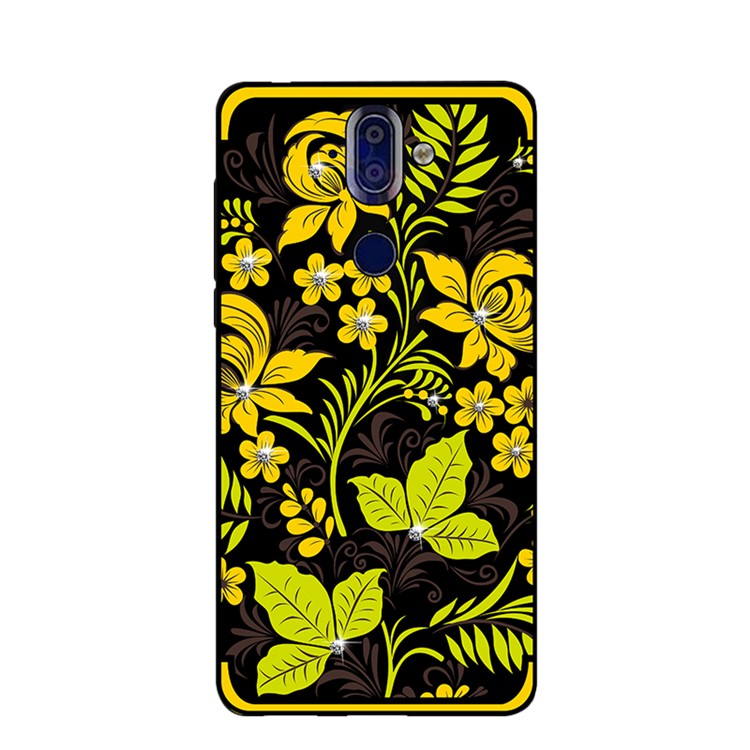 10Pcs/Set NXE Diamonds Decor Autumn Pattern TPU Back Cover for Nokia 9 / 8 Sirocco - Style B-1