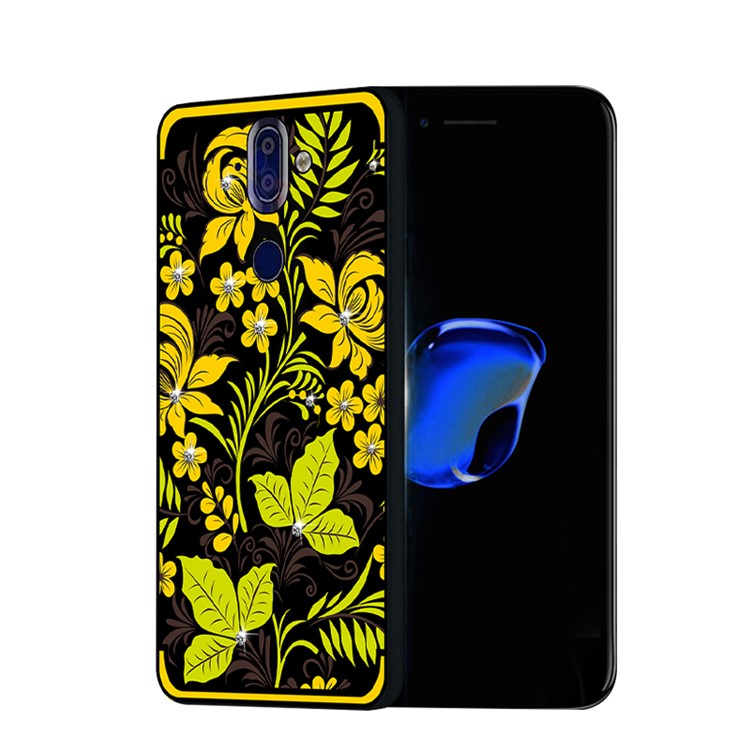10Pcs/Set NXE Diamonds Decor Autumn Pattern TPU Back Cover for Nokia 9 / 8 Sirocco - Style B-3