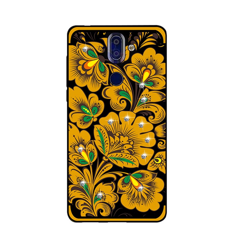 10Pcs/Set NXE Diamonds Decor Autumn Pattern TPU Back Shell for Nokia 9 / 8 Sirocco - Style C-1