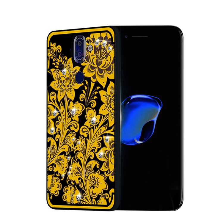 10Pcs/Set NXE Diamonds Decor Autumn Pattern TPU Back Casing for Nokia 9 / 8 Sirocco - Style D-3