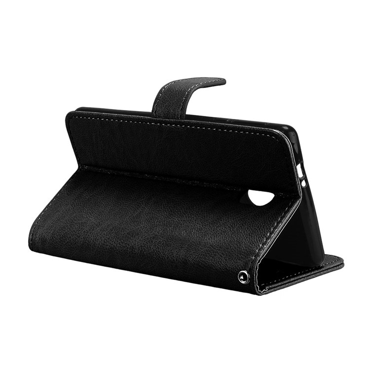 Pure Color Crazy Horse Wallet Stand Protective Leather Case for Nokia 3 - Black-14