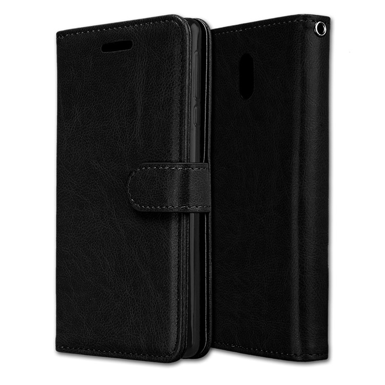 Pure Color Crazy Horse Wallet Stand Protective Leather Case for Nokia 3 - Black-3