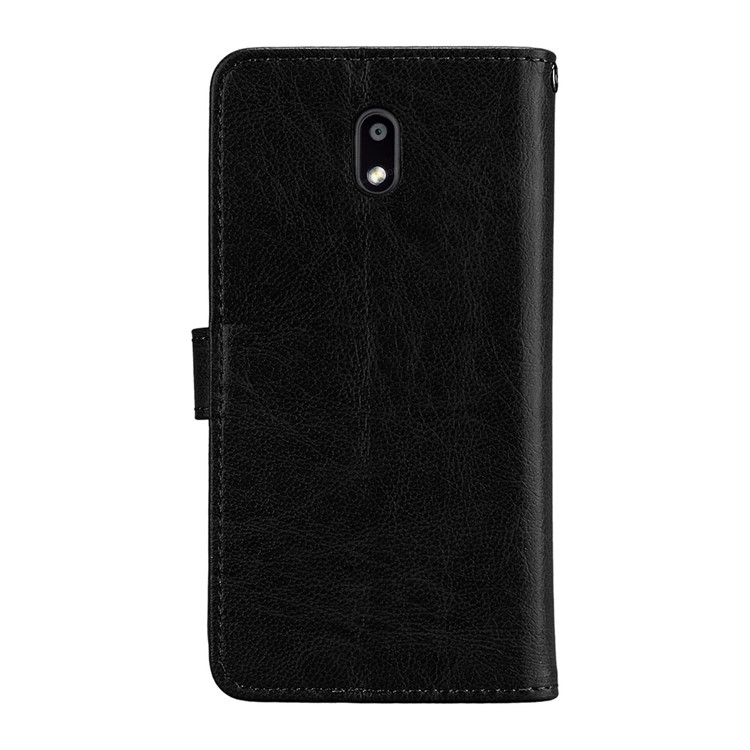 Pure Color Crazy Horse Wallet Stand Protective Leather Case for Nokia 3 - Black-5