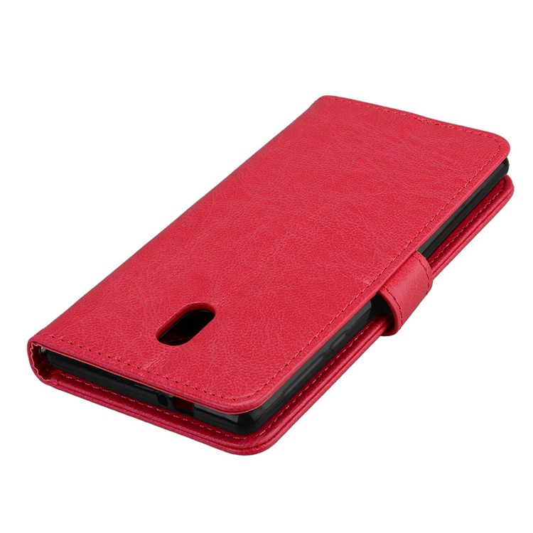 Pure Color Crazy Horse Wallet Stand Protective Leather Shell for Nokia 3 - Red-12
