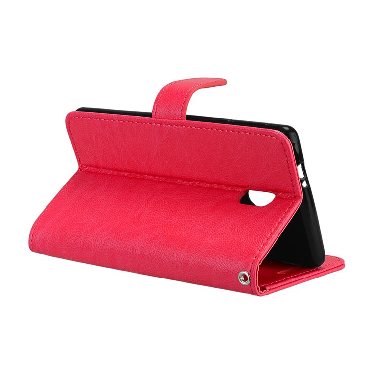 Pure Color Crazy Horse Wallet Stand Protective Leather Shell for Nokia 3 - Red-14