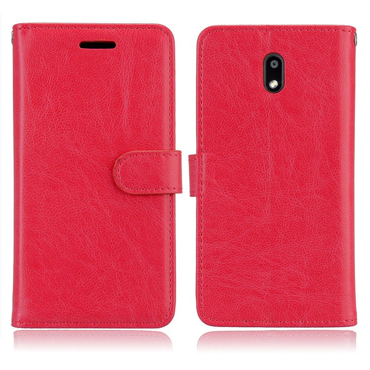 Pure Color Crazy Horse Wallet Stand Protective Leather Shell for Nokia 3 - Red-2