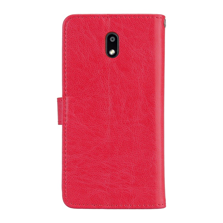 Pure Color Crazy Horse Wallet Stand Protective Leather Shell for Nokia 3 - Red-5