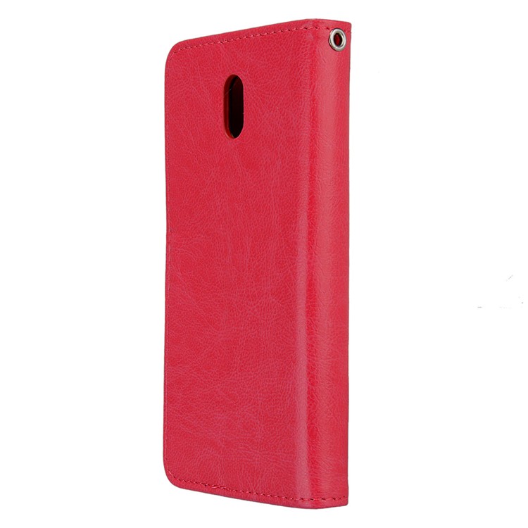 Pure Color Crazy Horse Wallet Stand Protective Leather Shell for Nokia 3 - Red-8