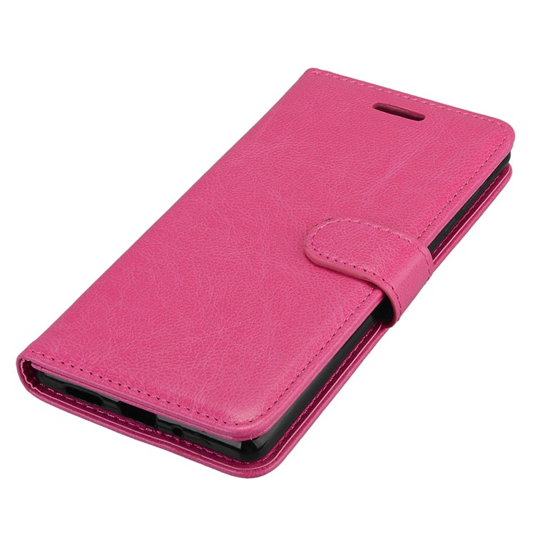 Pure Color Crazy Horse Wallet Stand Protective Leather Mobile Phone Case for Nokia 3 - Rose-11