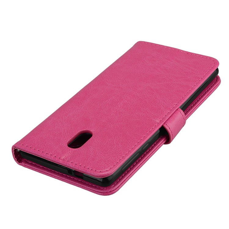 Pure Color Crazy Horse Wallet Stand Protective Leather Mobile Phone Case for Nokia 3 - Rose-12