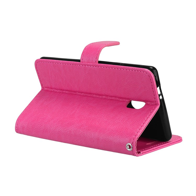 Pure Color Crazy Horse Wallet Stand Protective Leather Mobile Phone Case for Nokia 3 - Rose-14