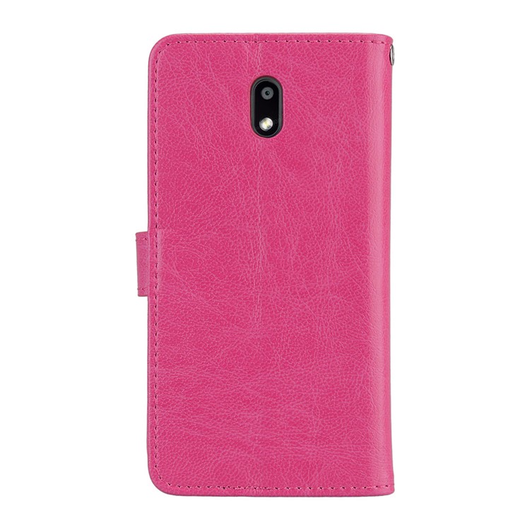 Pure Color Crazy Horse Wallet Stand Protective Leather Mobile Phone Case for Nokia 3 - Rose-5