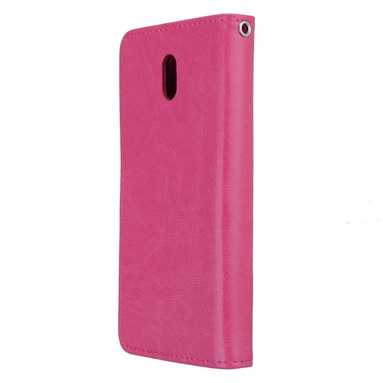 Pure Color Crazy Horse Wallet Stand Protective Leather Mobile Phone Case for Nokia 3 - Rose-8