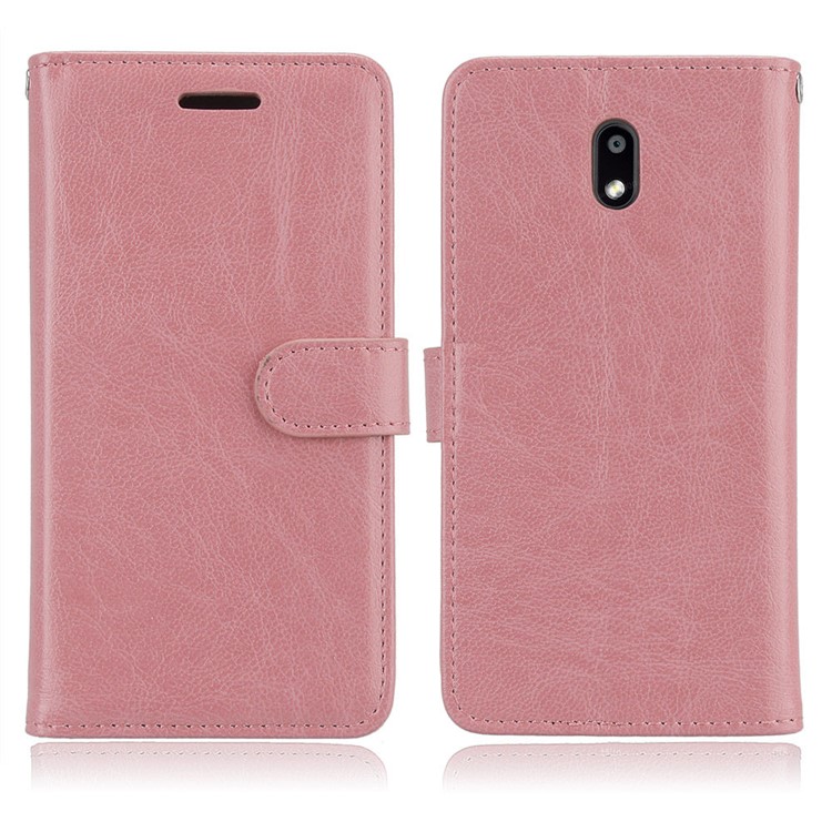 Pure Color Crazy Horse Wallet Stand Protective Leather Cell Phone Case for Nokia 3 - Pink-2