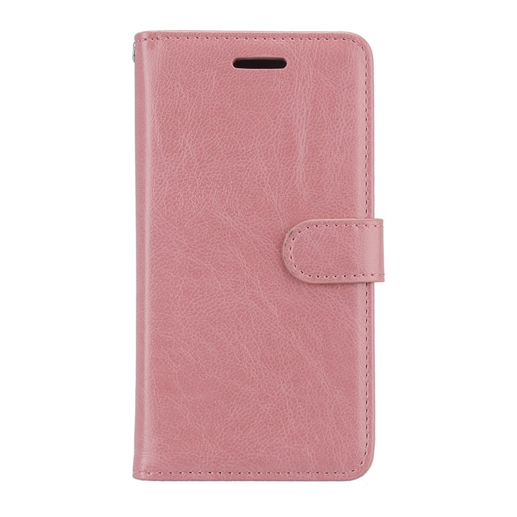 Pure Color Crazy Horse Wallet Stand Protective Leather Cell Phone Case for Nokia 3 - Pink-4