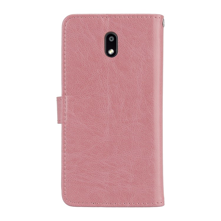 Pure Color Crazy Horse Wallet Stand Protective Leather Cell Phone Case for Nokia 3 - Pink-5