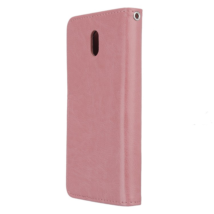 Pure Color Crazy Horse Wallet Stand Protective Leather Cell Phone Case for Nokia 3 - Pink-8