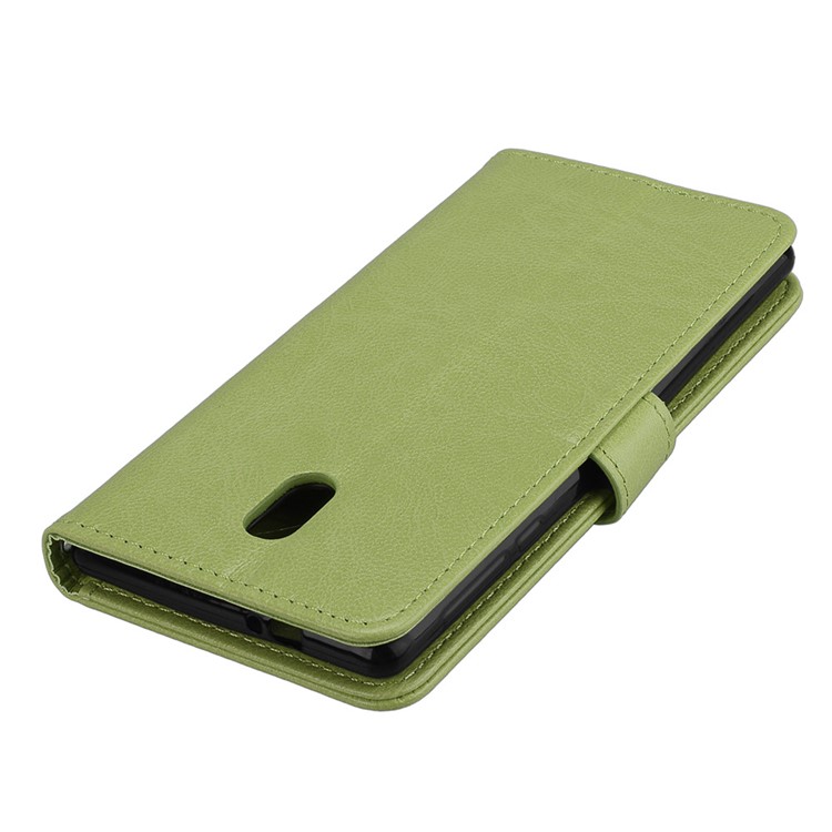 Pure Color Crazy Horse Wallet Stand Protective Leather Mobile Phone Shell for Nokia 3 - Green-12