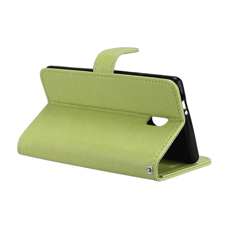 Pure Color Crazy Horse Wallet Stand Protective Leather Mobile Phone Shell for Nokia 3 - Green-14