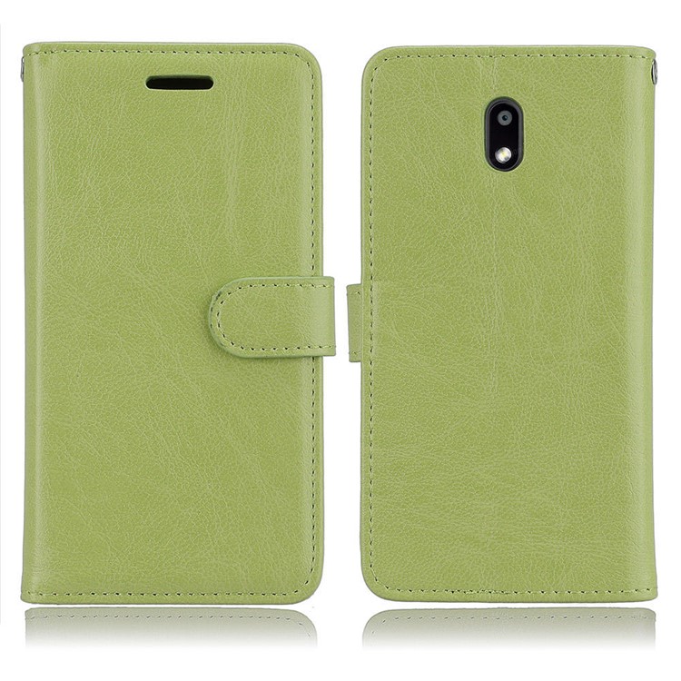 Pure Color Crazy Horse Wallet Stand Protective Leather Mobile Phone Shell for Nokia 3 - Green-2