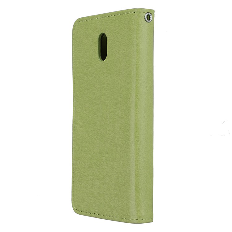 Pure Color Crazy Horse Wallet Stand Protective Leather Mobile Phone Shell for Nokia 3 - Green-8