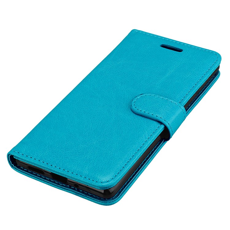 Pure Color Crazy Horse Wallet Stand Protective Leather Cell Phone Shell for Nokia 3 - Blue-11