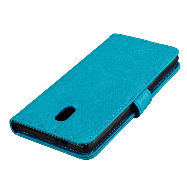 Pure Color Crazy Horse Wallet Stand Protective Leather Cell Phone Shell for Nokia 3 - Blue-12