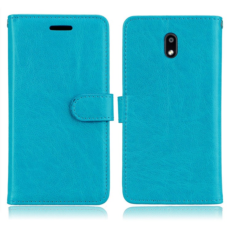 Pure Color Crazy Horse Wallet Stand Protective Leather Cell Phone Shell for Nokia 3 - Blue-2