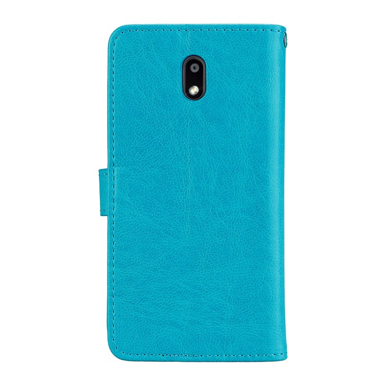 Pure Color Crazy Horse Wallet Stand Protective Leather Cell Phone Shell for Nokia 3 - Blue-5