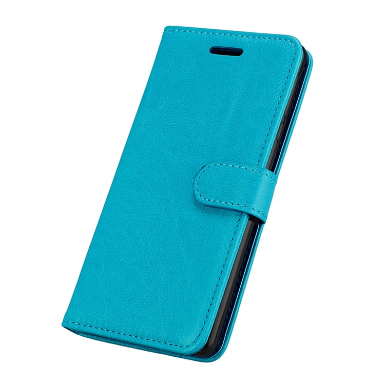 Pure Color Crazy Horse Wallet Stand Protective Leather Cell Phone Shell for Nokia 3 - Blue-6