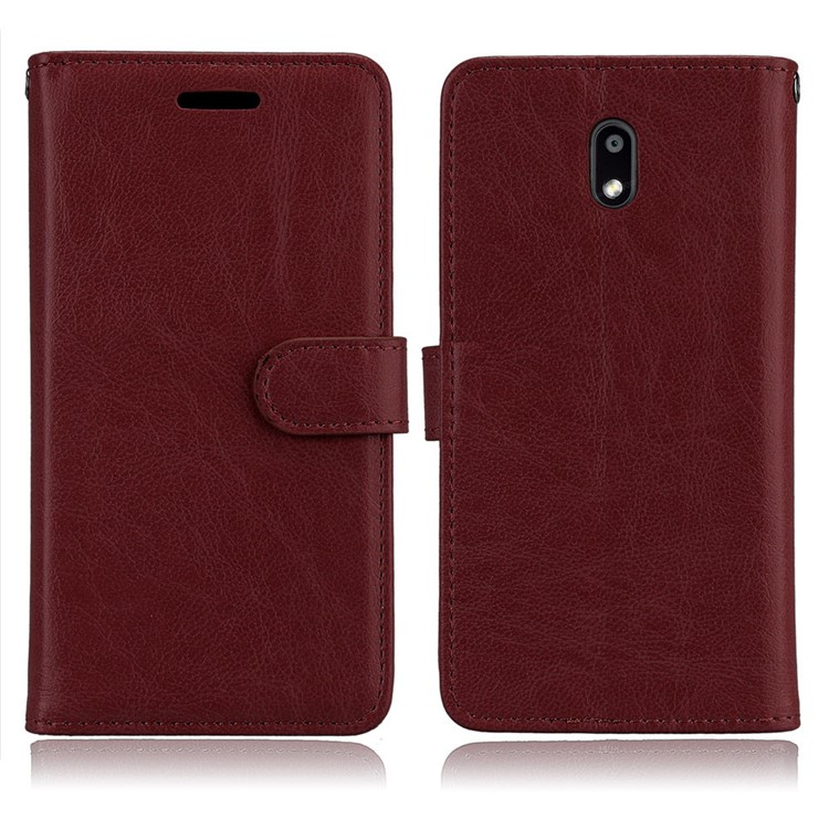 Pure Color Crazy Horse Wallet Stand Leather Protective Case for Nokia 3 - Brown-2