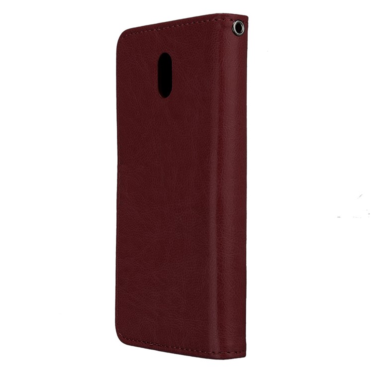 Pure Color Crazy Horse Wallet Stand Leather Protective Case for Nokia 3 - Brown-8