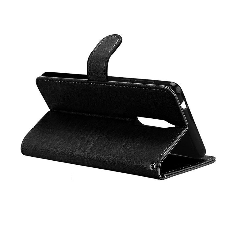 Pure Color Crazy Horse Wallet Stand Protective Leather Case for Nokia 5 - Black-14