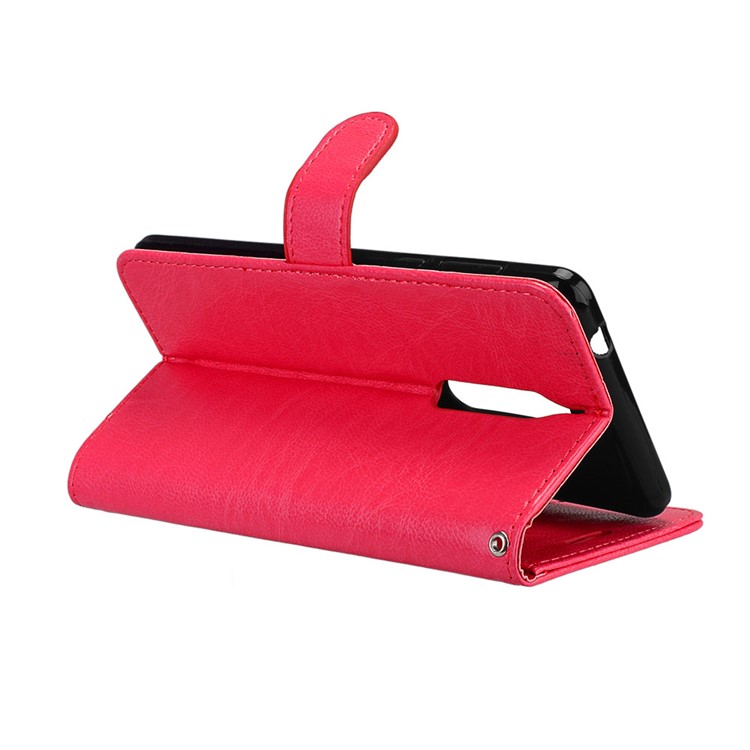 Pure Color Crazy Horse Wallet Stand Protective Leather Shell for Nokia 5 - Red-14