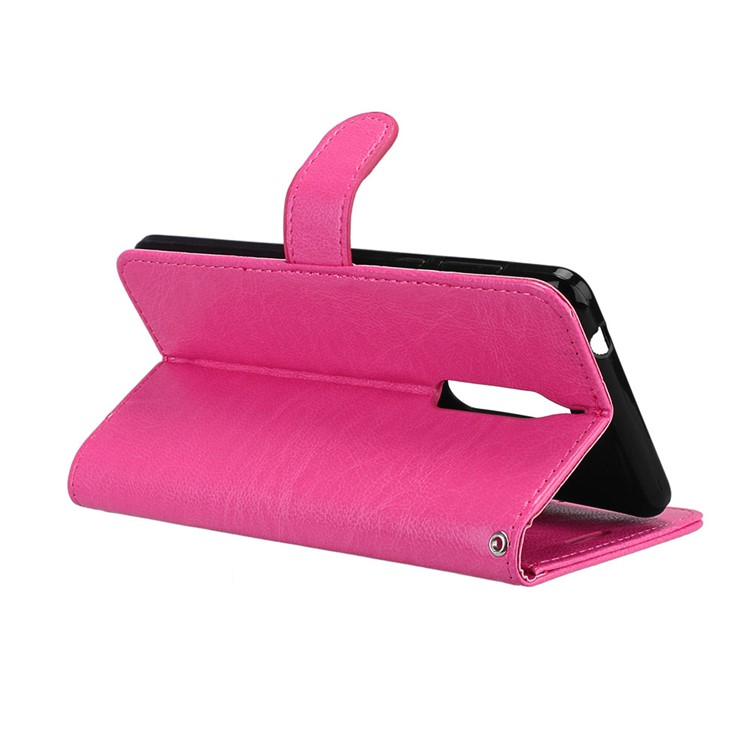 Pure Color Crazy Horse Wallet Stand Protective Leather Casing for Nokia 5 - Rose-14