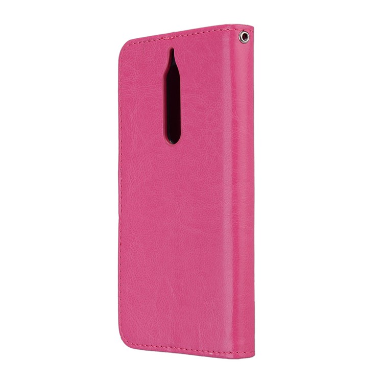Pure Color Crazy Horse Wallet Stand Protective Leather Casing for Nokia 5 - Rose-8