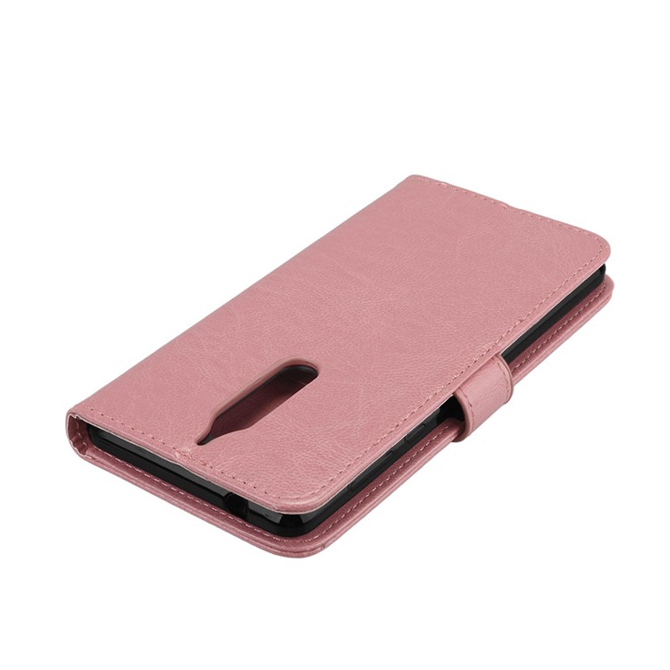 Pure Color Crazy Horse Wallet Stand Protective Leather Mobile Phone Case for Nokia 5 - Pink-12
