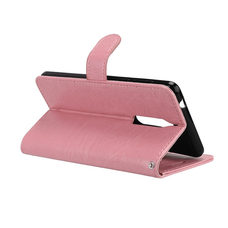 Pure Color Crazy Horse Wallet Stand Protective Leather Mobile Phone Case for Nokia 5 - Pink-14