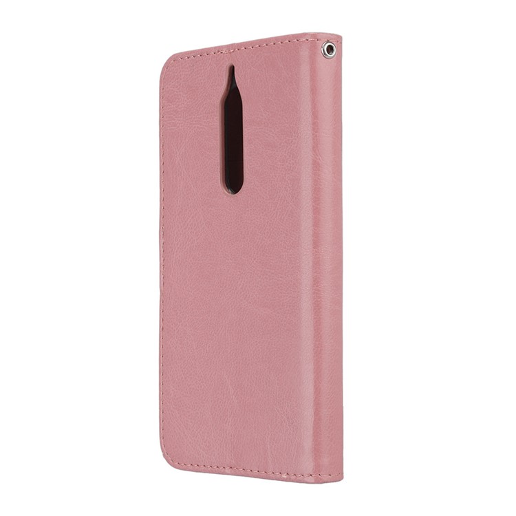 Pure Color Crazy Horse Wallet Stand Protective Leather Mobile Phone Case for Nokia 5 - Pink-8