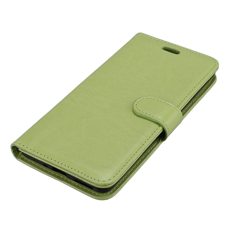 Pure Color Crazy Horse Wallet Stand Protective Leather Cell Phone Case for Nokia 5 - Green-11