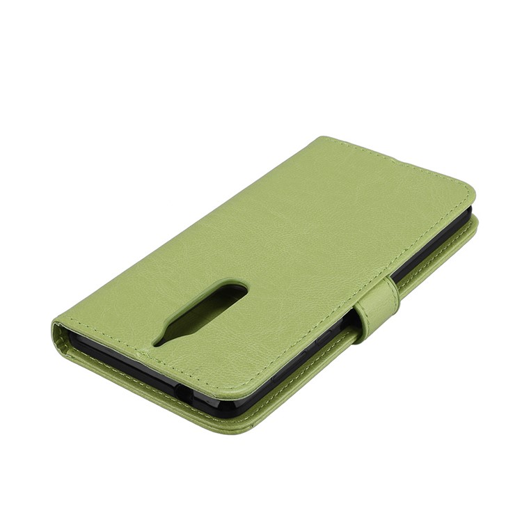 Pure Color Crazy Horse Wallet Stand Protective Leather Cell Phone Case for Nokia 5 - Green-12